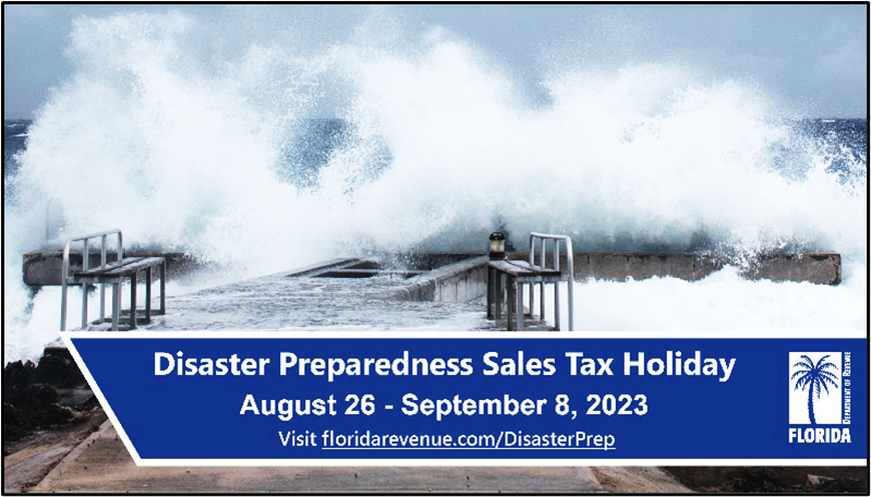 Disaster Preparedness Sales Tax Holiday Graphic Aug 26 to Sept 8 2023
